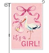 Gkodw It's a Girl Garden Flag, Funny Birth Announcement Yard Sign for Outside, Cute Baby Shower G...