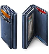 BULLIANT Men Wallet, Slim Front Pocket Leather Wallet Magnetic Closure for Gift Men 12Cards 4.3