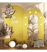 Jobkoo Gold Arch Backdrop Stand, 6.6FT+5.5FT Wedding Backdrop Arch Stand Frame with Lights, 2 Set...