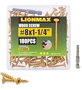 LIONMAX Deck Screws 1-1/4 Inch, Wood Screws #8 x 1-1/4", 100 PCS, Rust Resistant, Exterior Epoxy ...