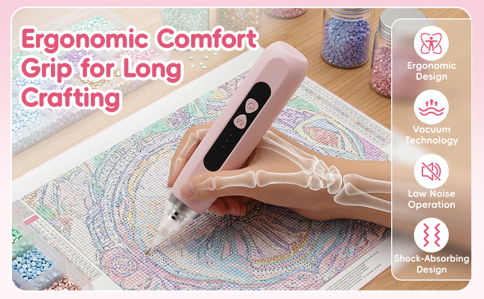 Electric Diamond Pen with Vacuum Technology,Vacuum Diamond Art Pen no Wax Needed
