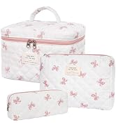 honitty Makeup Bag,Quilted Cosmetic Bag,Large Floral Make Up Bag for Women,Cotton Makeup Bag Set,...