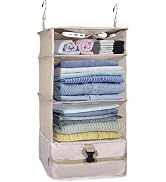 wymulot Protable Hanging Travel Shelf Bag, Expandable Packing Cube, Luggage Packing Organizer, La...