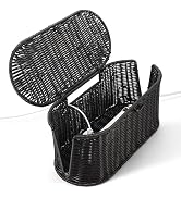 YCLYC Handwoven Rattan Style Cable Management Box, Cord Organizer with Outlet Covers, Cord Hider ...