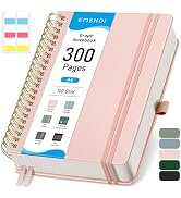 EMSHOI A4 Graph Paper Notebook, Spiral Notebook, 300 Pages Grid Notebook, 100gsm Thick Graph Pape...