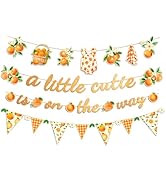 NICROHOME EUR Baby Shower Decorations, 4PCS Glitter A Little Cutie Is On The Way Banners, Orange ...