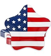 Whaline 40Pcs Patriotic Paper Plates American Flag Star Shaped Disposable Plates 4th of July Tabl...
