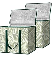 BALEINE 2Pk Insulated Reusable Grocery Bags, Collapsible Cooler Bag for Groceries, Heavy Duty Lar...
