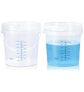 ASEVAT Clear Bucket Graduated Pail Container with Lid, Food Grade Buckets, Cleaning Containers Pl...