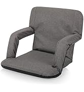 Heavy duty water resistant stadium chair with steel frame and side pocket for outdoor sports events.