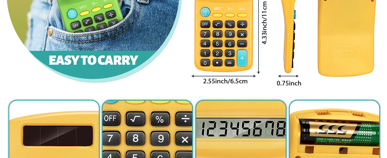 24 Pieces Pocket Size Calculators(Multicolor)