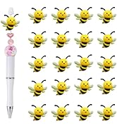 Frinnovan, 20 Pack Bumble Bee Silicone Focal Beads for Pens Cute 3D Honeybee Shaped Animal Charms...