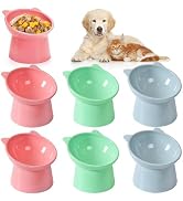 Mezchi 6 Pack Raised Cat Bowls for Indoor Cats, Plastic Elevated Cat Bowls Dishes, 15 Degrees Til...