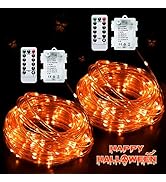 JMEXSUSS 2 Pack Orange Rope Lights Battery Operated Halloween Lights Outdoor Waterproof, Each 33 ...