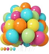 HILAVO Tropical Balloons 12 Inch Summer Hawaiian Hot Pink Orange Teal Yellow Green Colorful Latex...