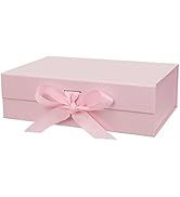 DaiUni 10.5"X7.5"X3.1" Pink Magnetic Gift Box with Lid and Ribbon for Presents