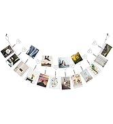jijAcraft Picture Hanging Wire with Clips, Photo String with Clips, Wall Hanging Photo Display Wi...