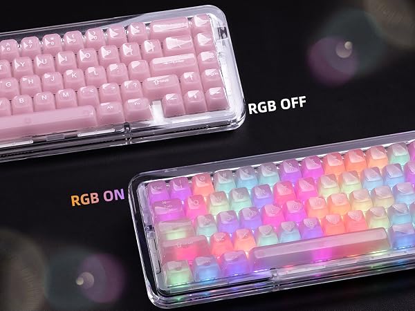 Keycaps Jelly Pink, Clear Cute Keycaps, Transparent Custom Cherry Profile Keyboard Key Cap