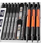 Nicpro 3 PCS 1.3 mm Orange Mechanical Pencils Set with 66 Lead Refill, 3 Eraser - Weatherproof Me...