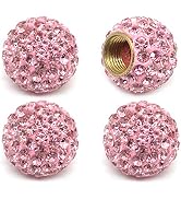 Car Wheel Tire Valve Caps, 4 Pack Crystal Rhinestone Car Tire Wheel Valve Stem Air Caps for Car T...