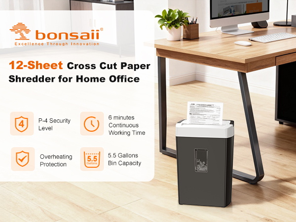 Bonsaii 12-Sheet Cross Cut Paper Shredder