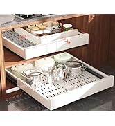 Seinloes 2 Pack Pull Out Cabinet Organizer Expandable Width(13"-21") and Depth(17"-24"), Slide Ou...