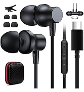 USB C Wired Headphones for iPhone 16 Plus 15 Oneplus 12, USB C Earbuds Magnetic Noise Canceling i...