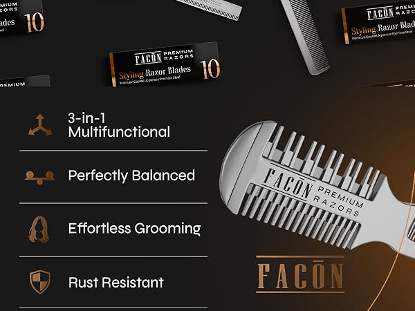 Facón Razor Comb for Hair Cutting