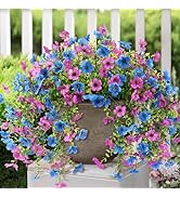 ZFProcess Artificial Hanging Flowers for Outdoors Spring Summer Decoration, 2 Pack Silk Fake Dais...