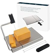 KITCHENDAO Replaceable Wire Cheese Slicer with Board and Measuring Grids,Tightness Adjustable Che...