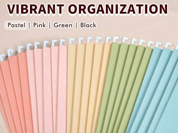 pastel hanging file folders