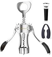 QONYFONE Wing Corkscrew Wine Opener, Premium Zinc Alloy Manual Bottle Opener, Heavy Duty Multifun...