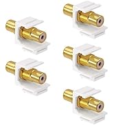 VCE RCA Keystone Female Jack Insert, Gold Plated, for Wall Plate, 5-Pack | White Keystone Jack In...