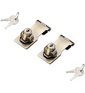 2 Packs Keyed Hasp Locks Twist Knob Keyed Locking Hasp for Small Doors, Cabinets and More,Stainle...