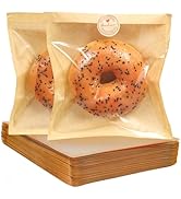 SUREHOME Paper Sandwich Bags 100 Pcs 7.1 X 7.5 In Kraft Brown Paper Bags with Window Individual H...