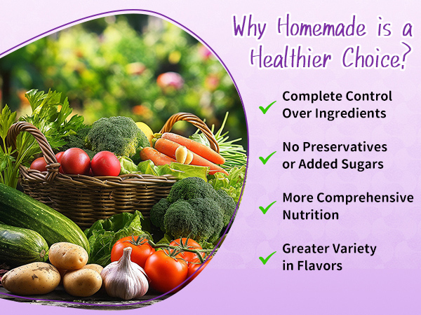 Showcasing the health virtues of homemade baby food with a vibrant basket of natural ingredients.