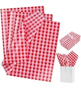 BEISHIDA Gingham Tissue Paper Bulk, Red and White Checkered Wrapping Tissue Paper for Gift Bags, ...