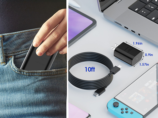 type c charger 25w &10 ft fast charging cord