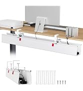 Univivi No Drill Under Desk Cable Management Tray, 48" Cord Organizer for Table, Clamp/Screw Moun...