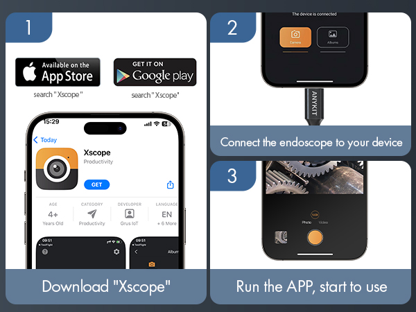 how to connect the endoscope to device