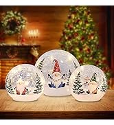 YEAHOME Christmas Decorations Indoor, 3 Pcs Lighted Gnomes Christmas Snow Globes Home Decor, Chri...