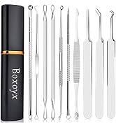 Pimple Popper Tool Kit - Boxoyx 10 Pcs Blackhead Remover Comedone Extractor Kit with Metal Case f...