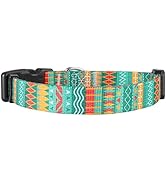 Adjustable Dog Collar for Small Medium Large Dogs - Colorful Pattern, Soft Polyester Pet Collar w...