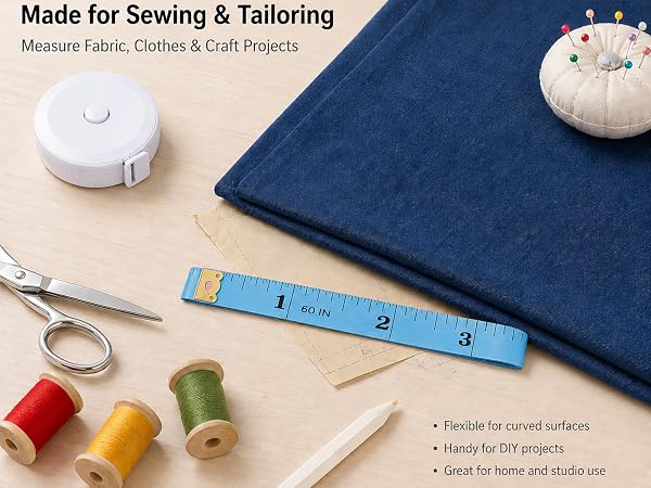 Retractable measuring tape with precise scale, the essential tool for all your creative projects.