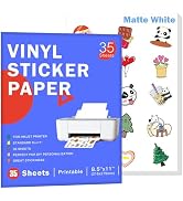 Aevdor 35 Sheets Premium Printable Vinyl Sticker Paper for Inkjet Printer, Matte White Adhesive P...