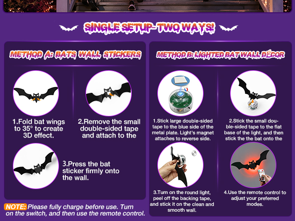 light up wall decor 3d bats for halloween