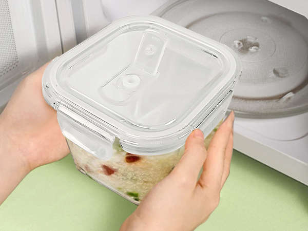 Square Glass Soup Containers with Lids 4 Cup Glass Storage Containers for Lunch Glass Freezer