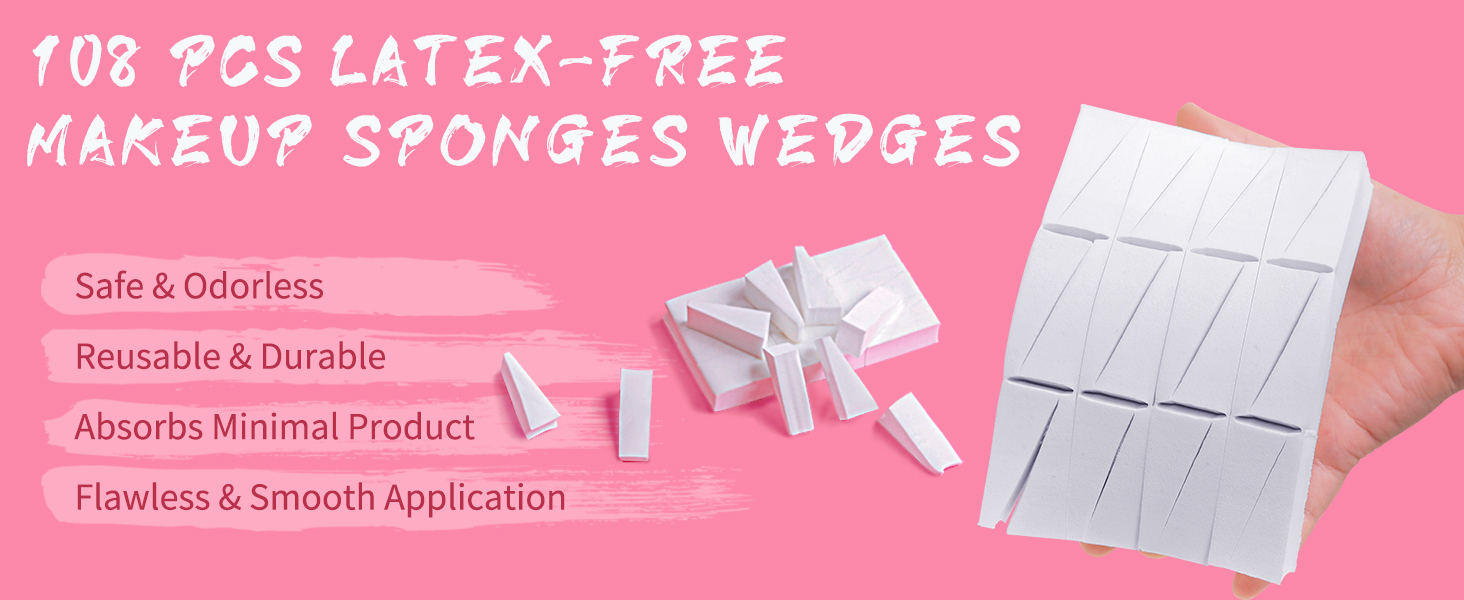 Fauxomor 108 PCS LATEX-FREE MAKEUP SPONGES WEDGES