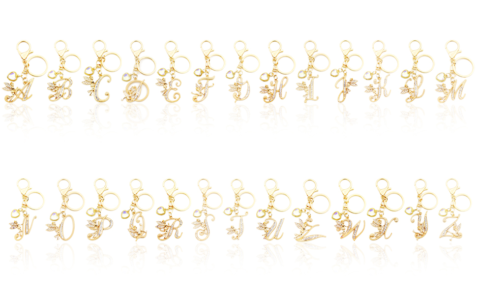 gold letter keychain with an exquisite heart pendant