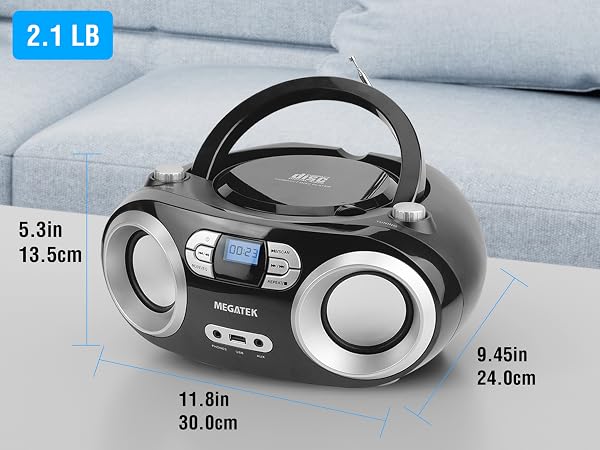 Portable CD Player Boombox with Item dimensions